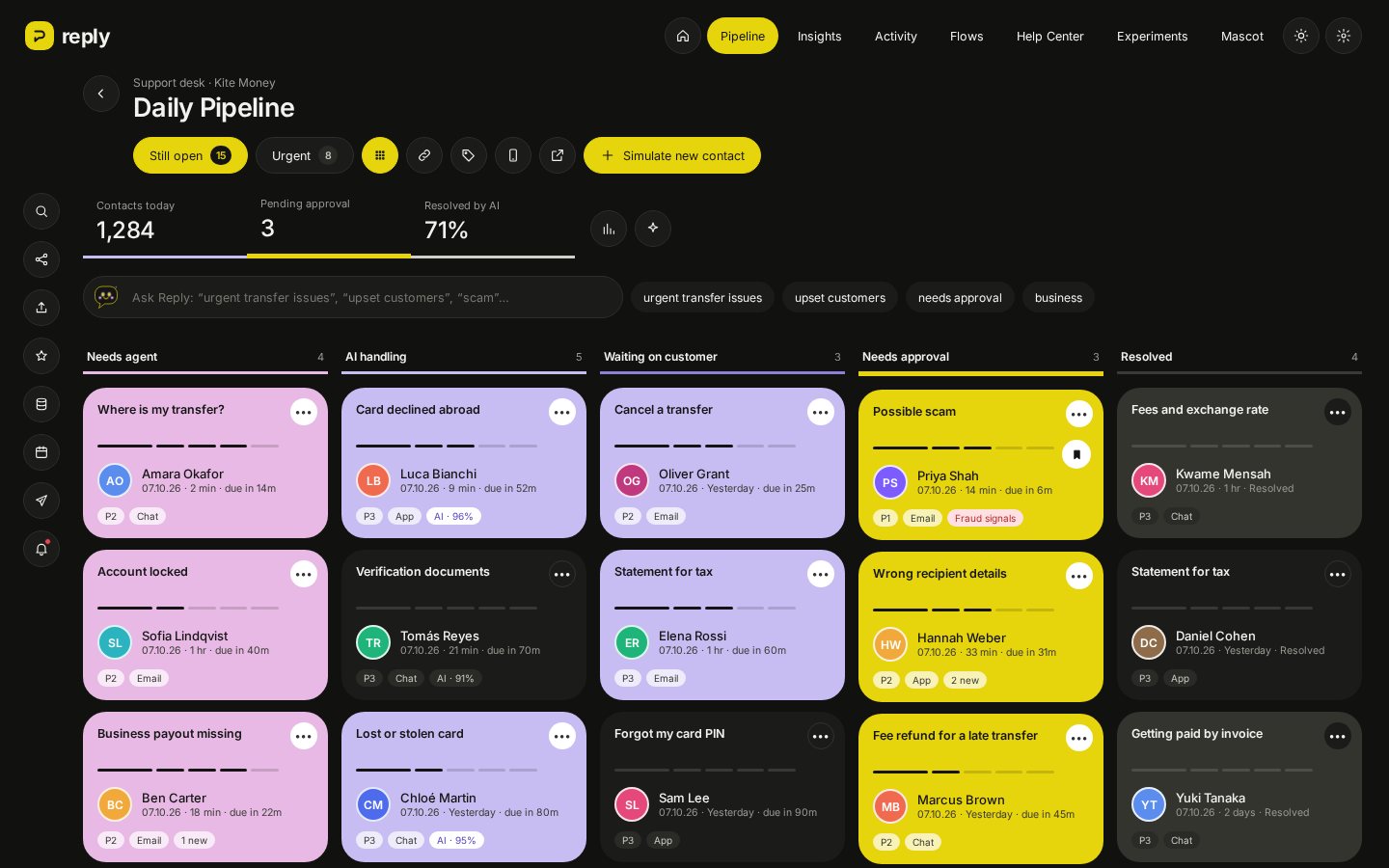 Reply pipeline in dark mode